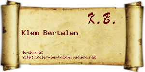 Klem Bertalan névjegykártya